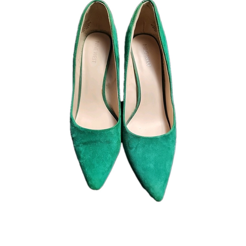 Nine West Emerald Green Suede Pointed-Toe Heels